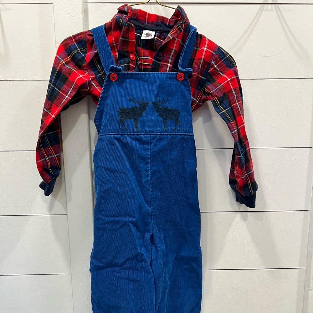 Vtg 90s boys overalls with undershirt